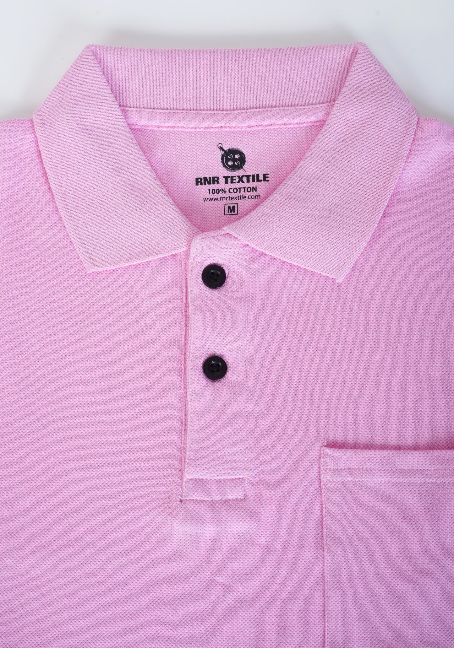 Pure Cotton Collar Polo Pocket T Shirts (Bubble Gum Pink)