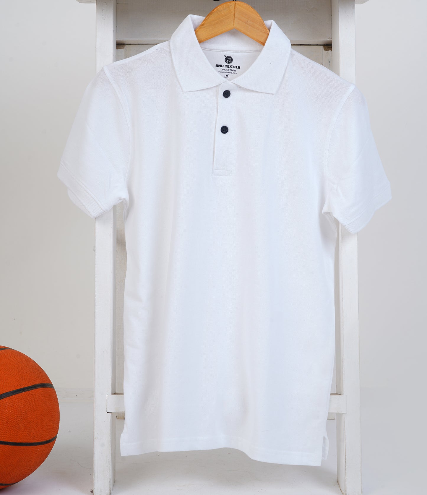 Pure Cotton Collar Polo T Shirts (White)