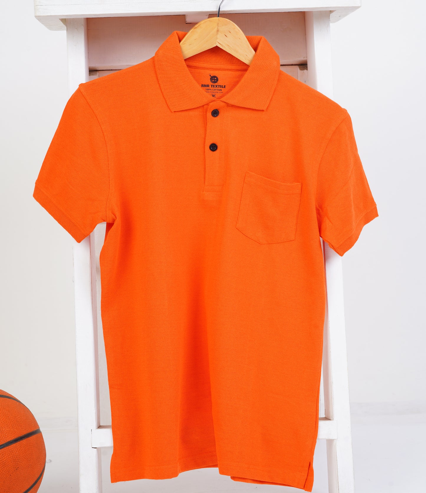 Pure Cotton Collar Polo Pocket T Shirts (Orange)