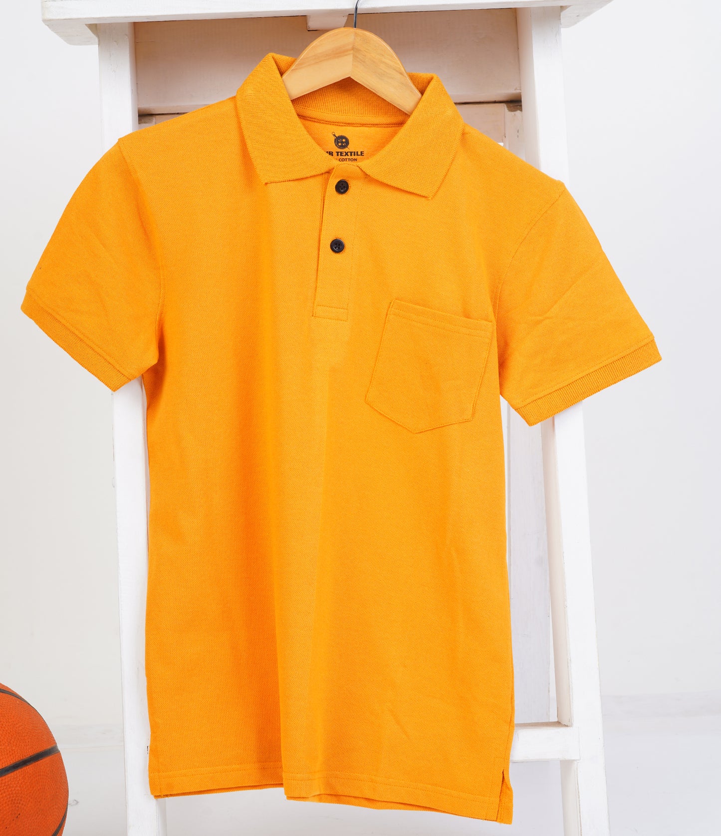 Pure Cotton Collar Polo Pocket T Shirts (Yellow)