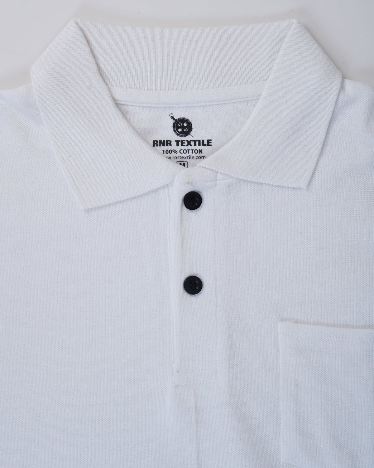 Pure Cotton Collar Polo Pocket T Shirts (White)