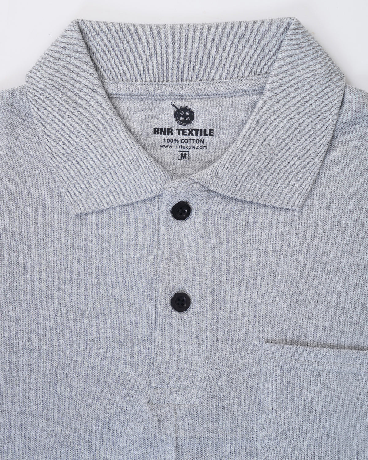 Pure Cotton Collar Polo Pocket T Shirts (Melange Grey)