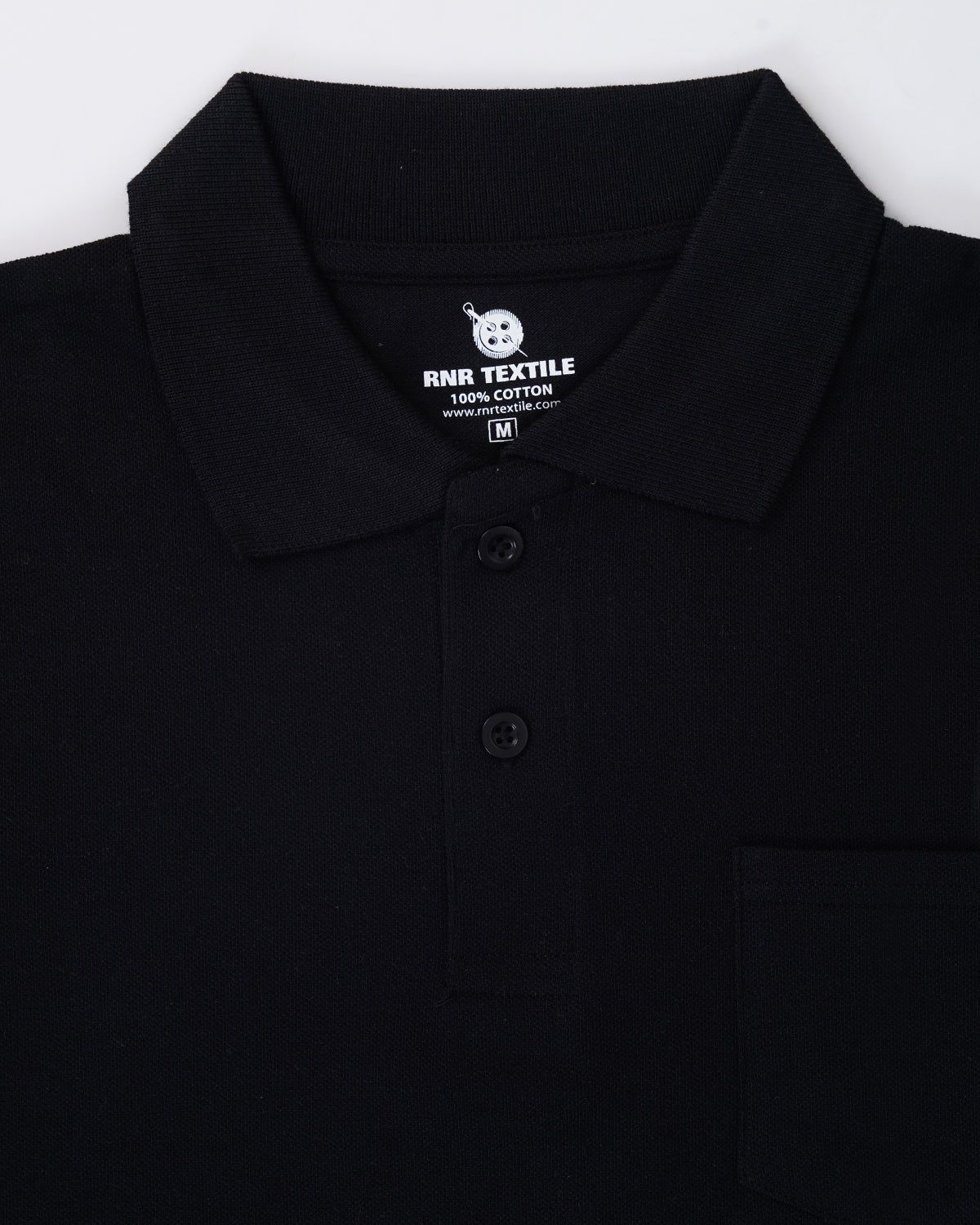 Pure Cotton Collar Polo Pocket T Shirts (Black)