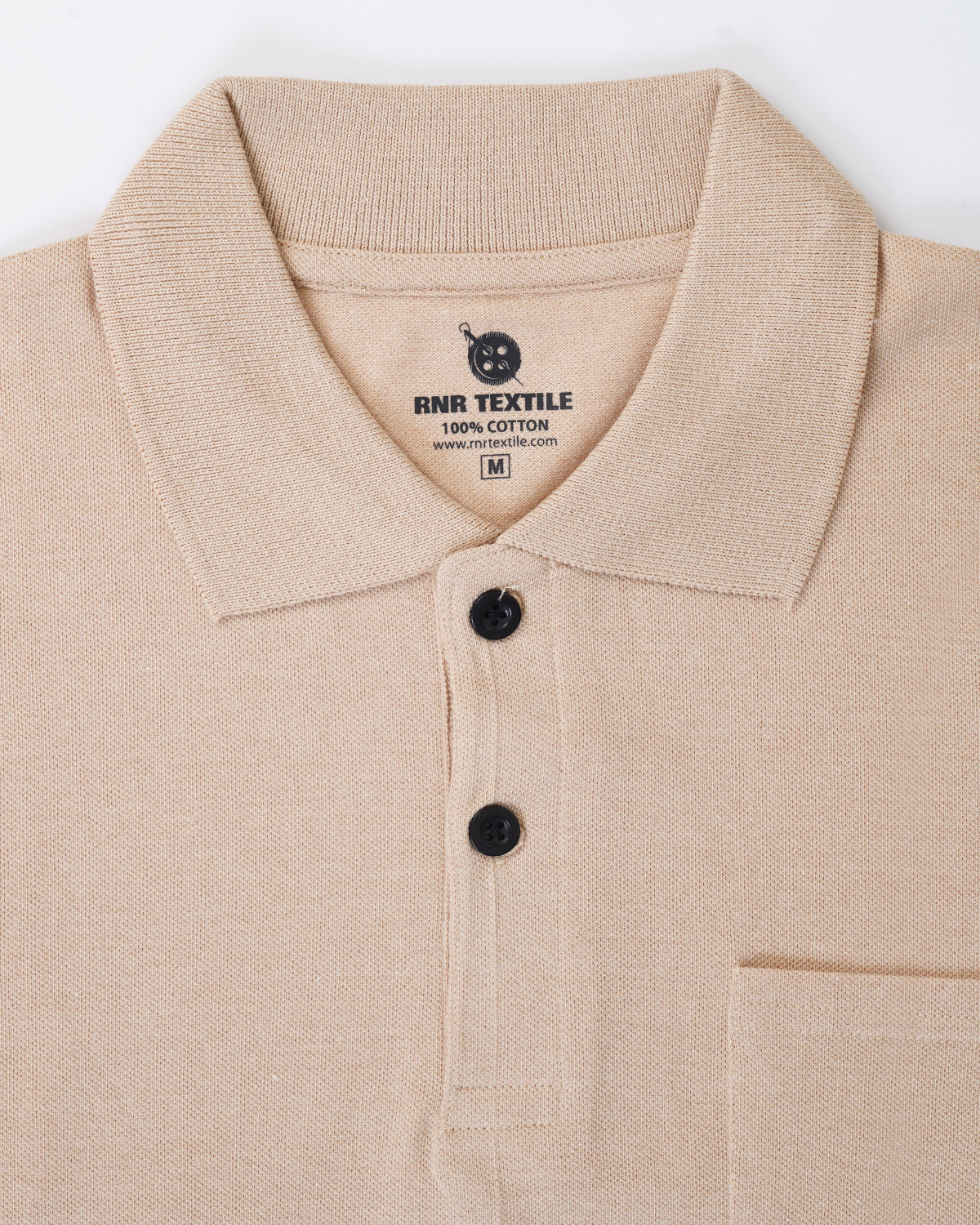 Pure Cotton Collar Polo Pocket T Shirts (Cream)