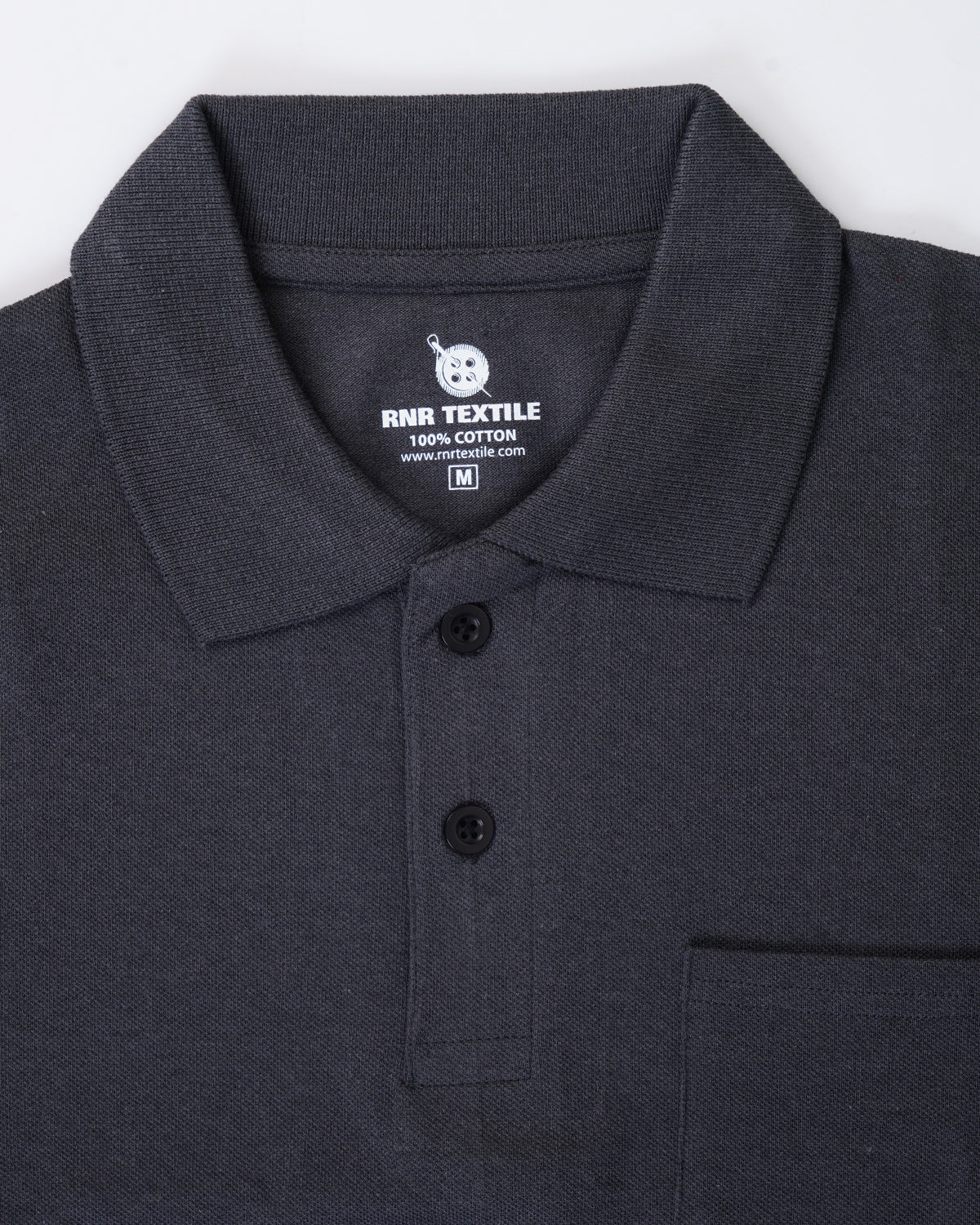 Pure Cotton Collar Polo Pocket T Shirts (Dark Grey)