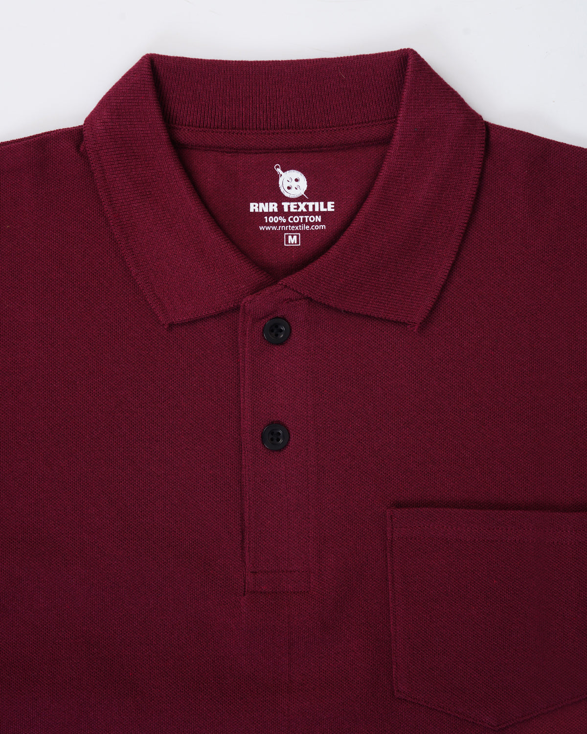 Pure Cotton Collar Polo Pocket T Shirts (Maroon)