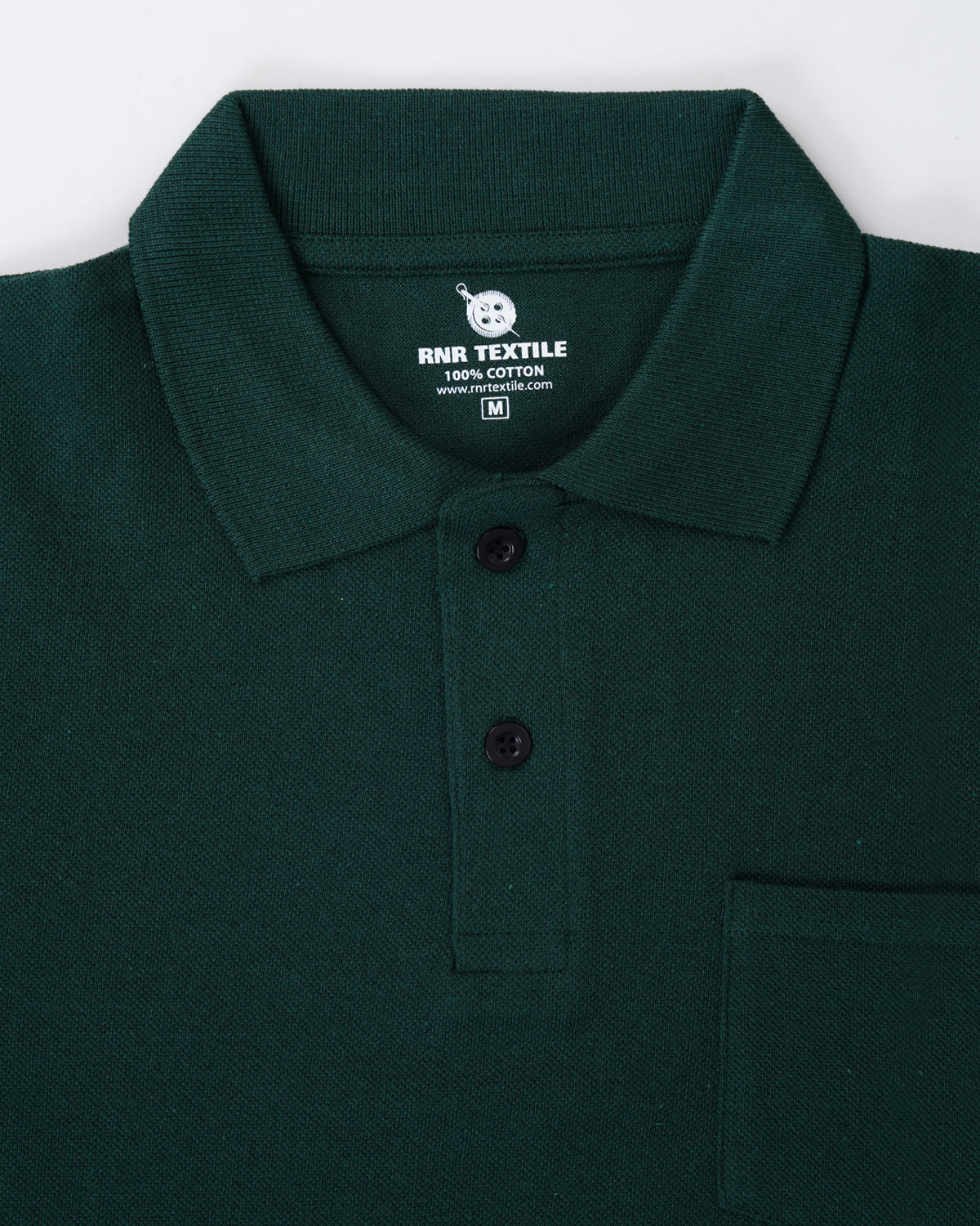 Pure Cotton Collar Polo Pocket T Shirts (Bottle Green)