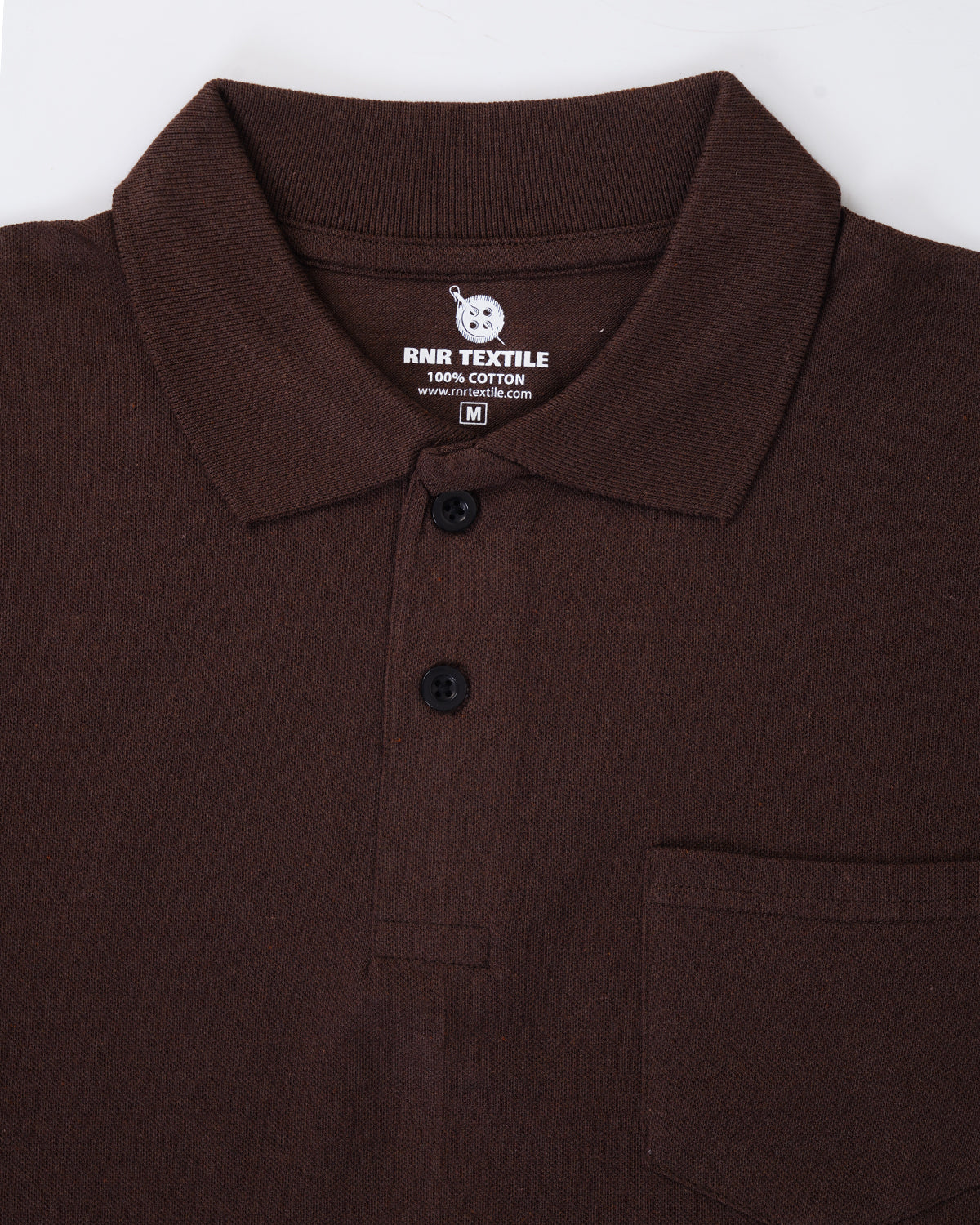 Pure Cotton Collar Polo Pocket T Shirts (Coffee Brown)