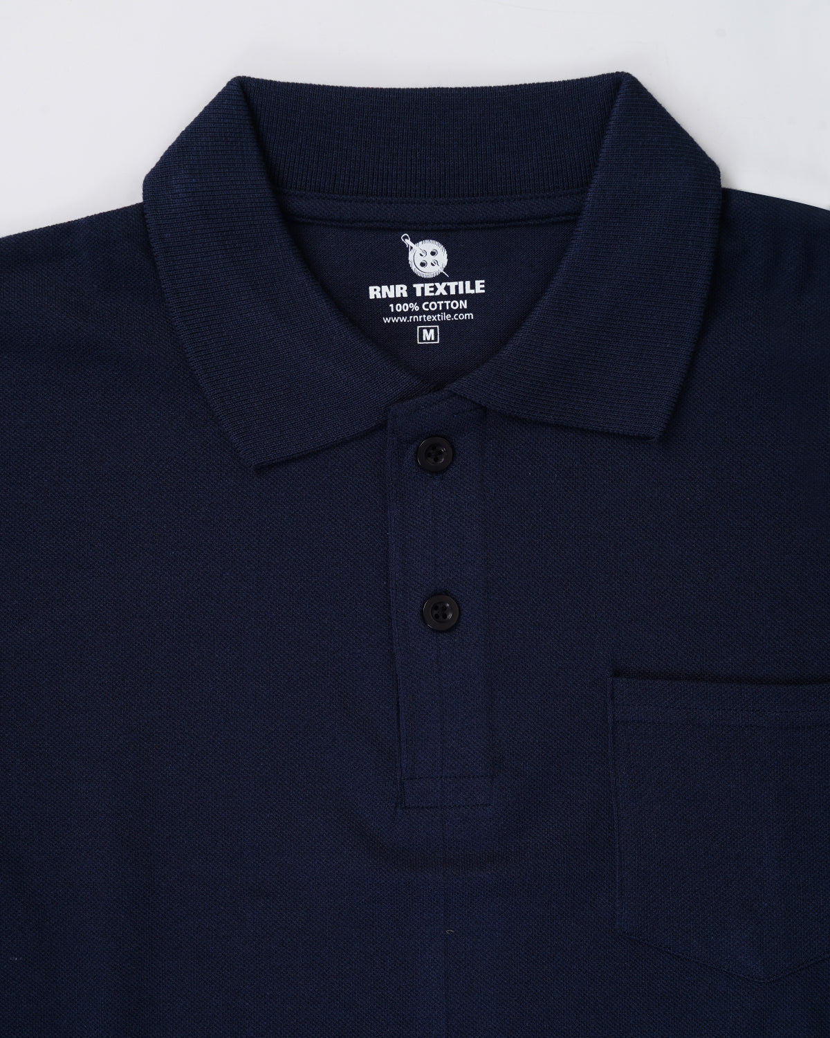 Pure Cotton Collar Polo Pocket T Shirts (Navy)