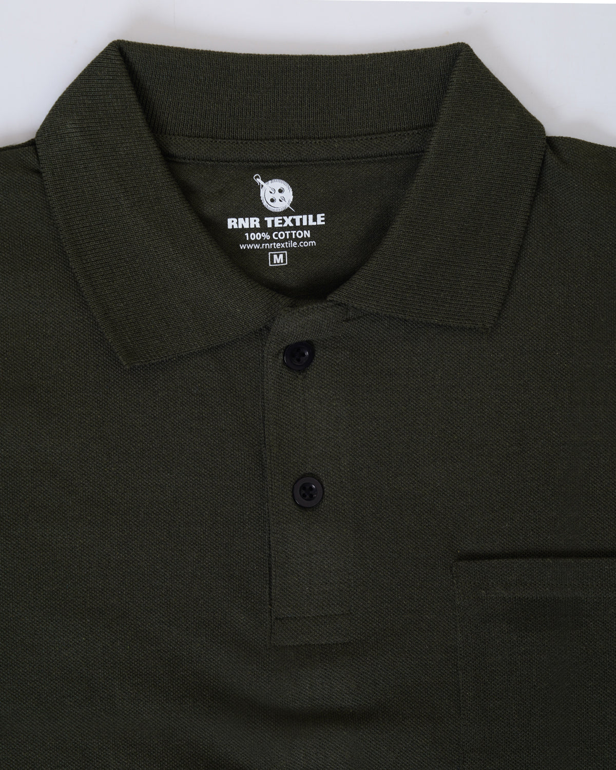 Pure Cotton Collar Polo Pocket T Shirts (Military Green)