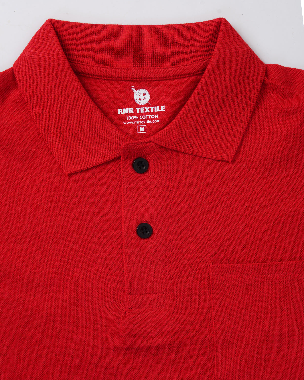 Pure Cotton Collar Polo Pocket T Shirts (Red)