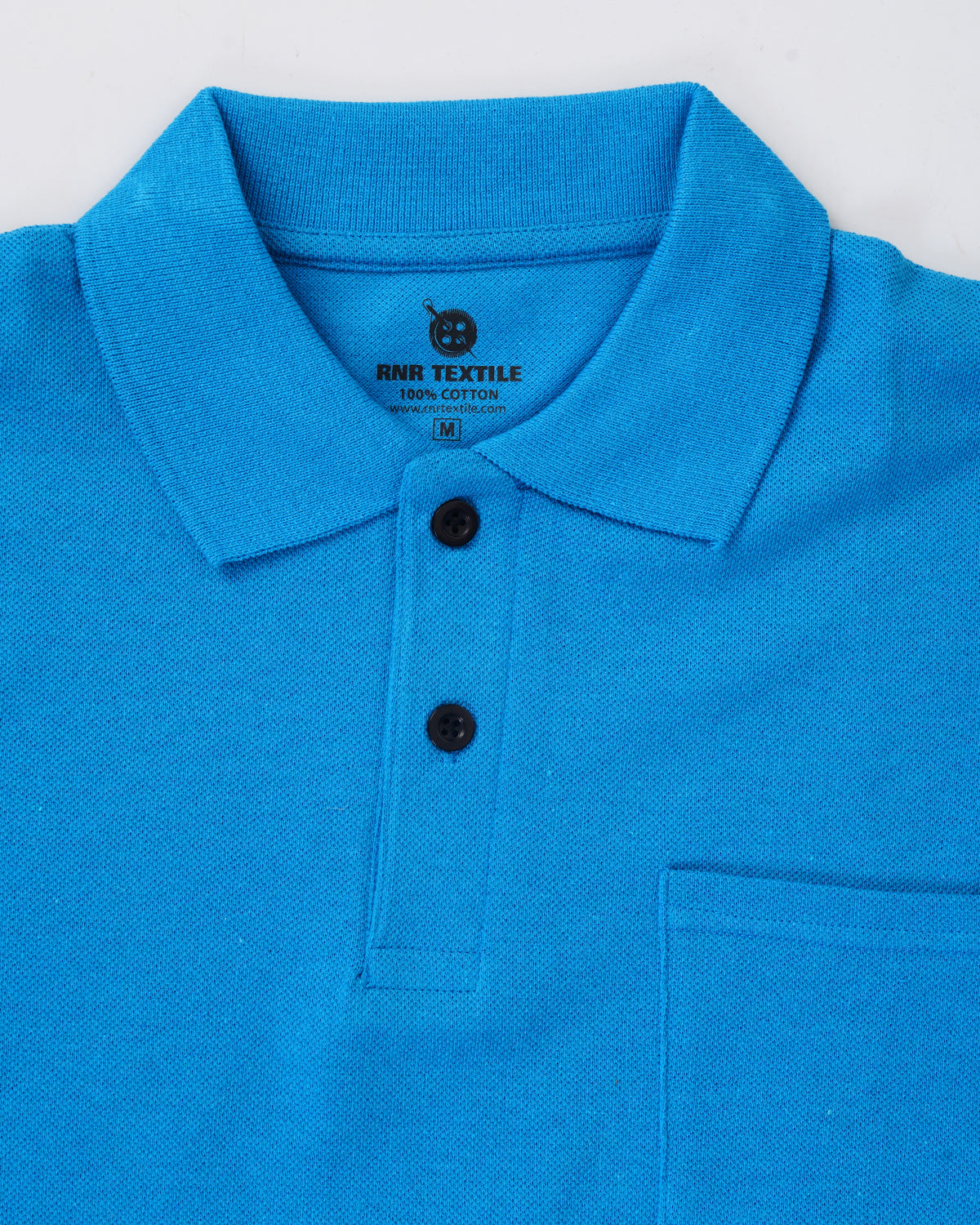 Pure Cotton Collar Polo Pocket T Shirts (Turquoise Blue)