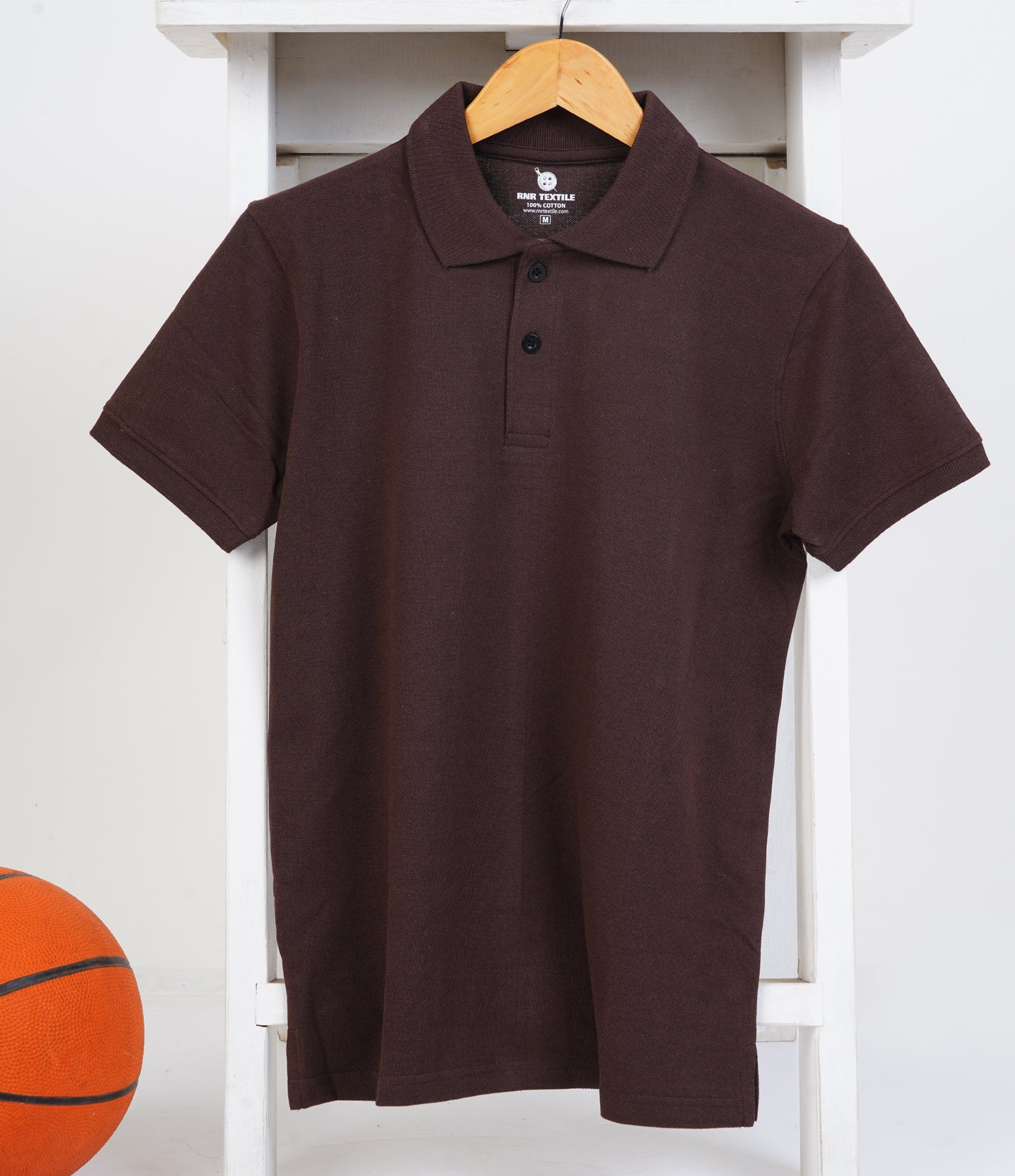 Pure Cotton Collar Polo T Shirts (Coffee Brown)