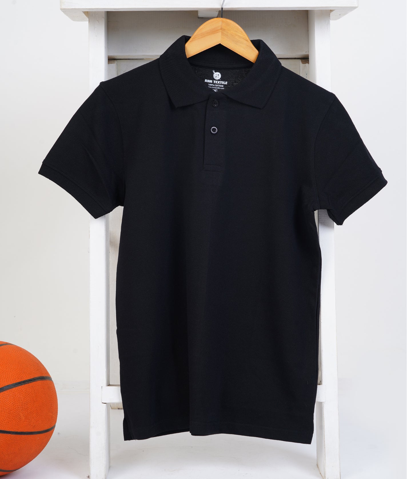 Pure Cotton Collar Polo T Shirts (Black)