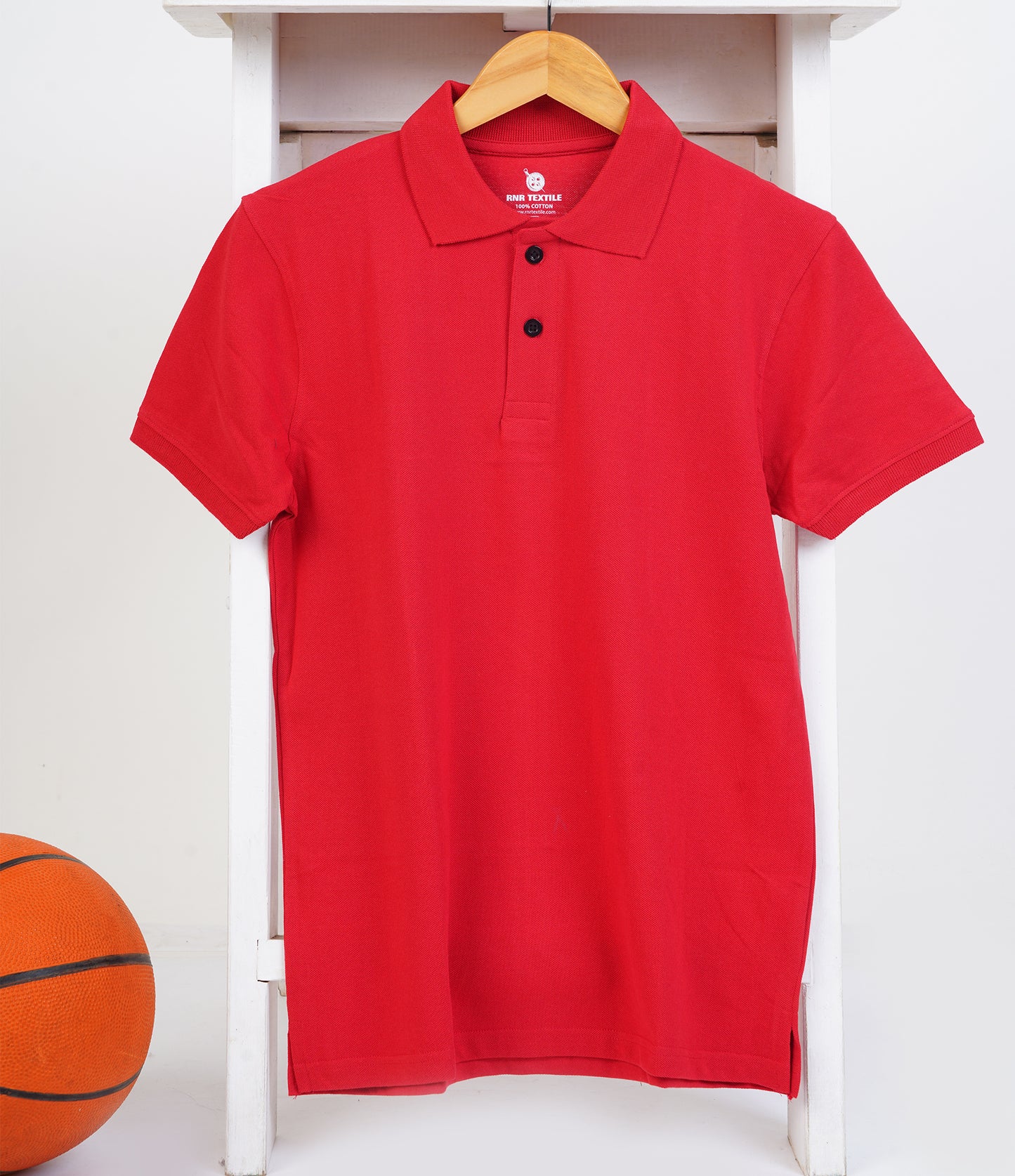 Pure Cotton Collar Polo T Shirts (Red)