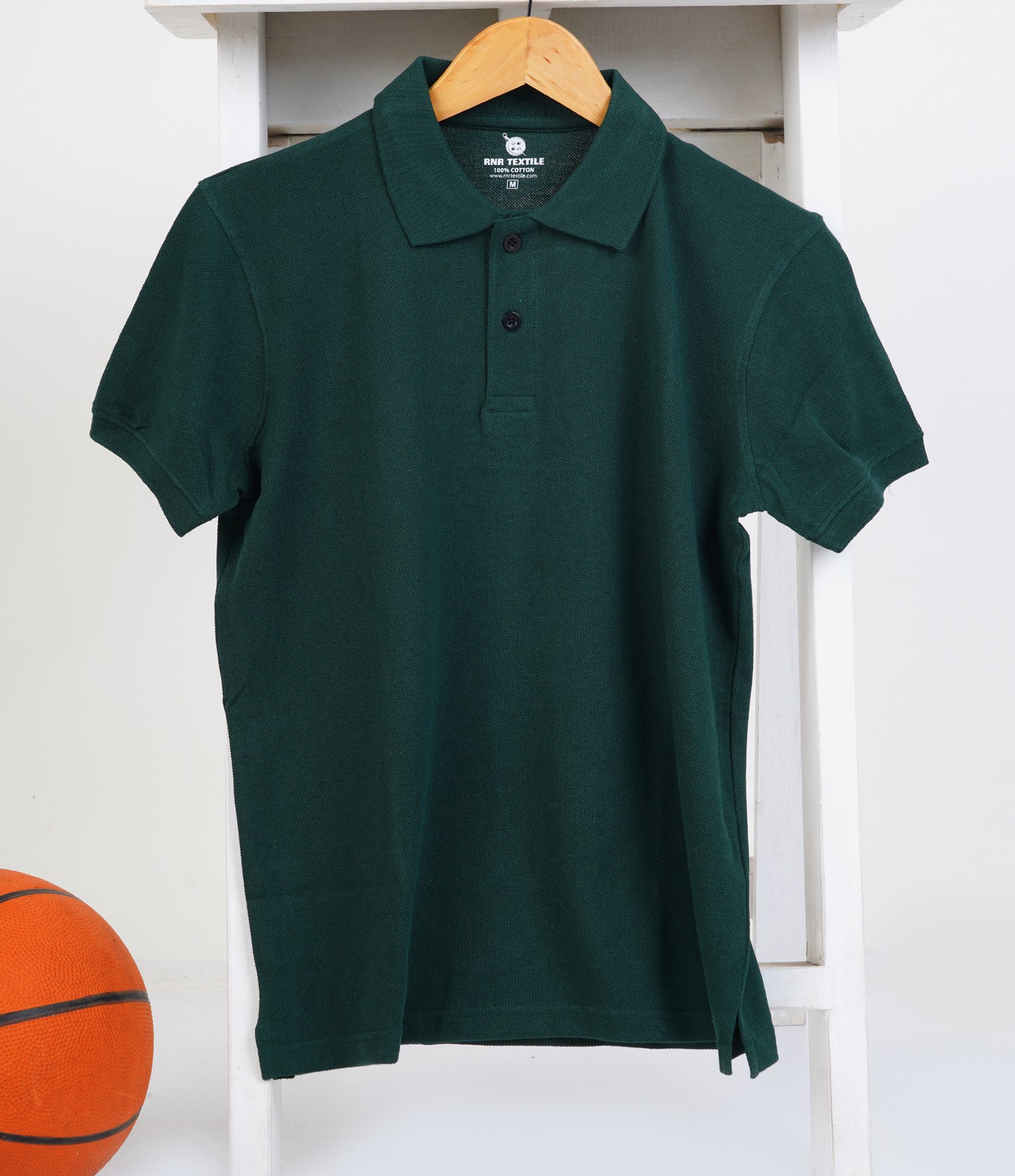 Pure Cotton Collar Polo T Shirts (Bottle Green)