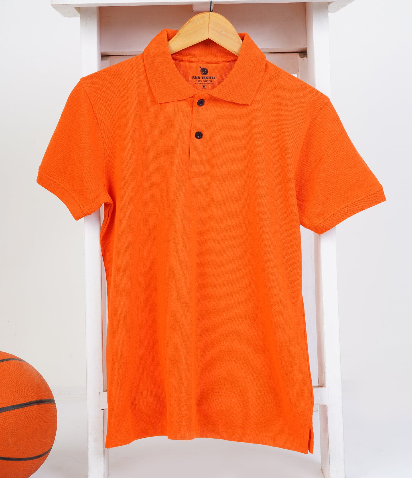 Pure Cotton Collar Polo T Shirts (Orange)