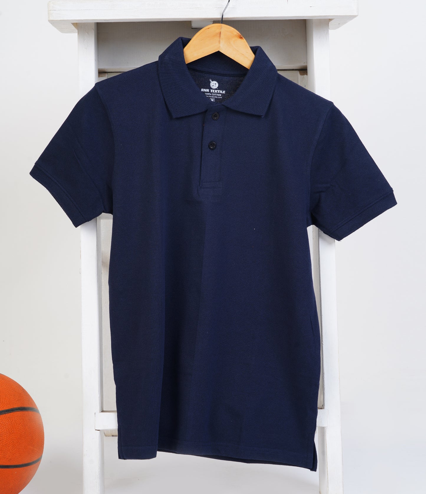 Pure Cotton Collar Polo T Shirts (Navy)