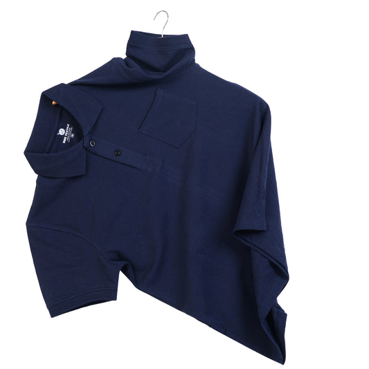 Pure Cotton Collar Polo Pocket T Shirts (Navy)