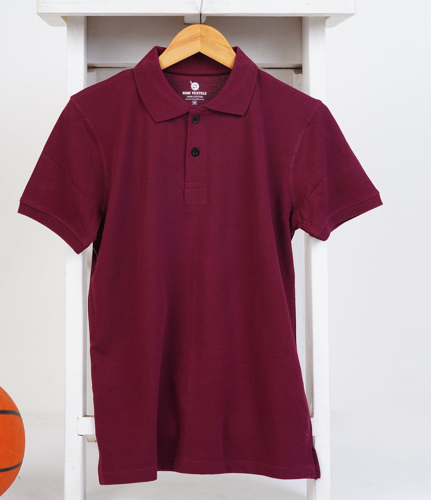 Pure Cotton Collar Polo T Shirts (Maroon)