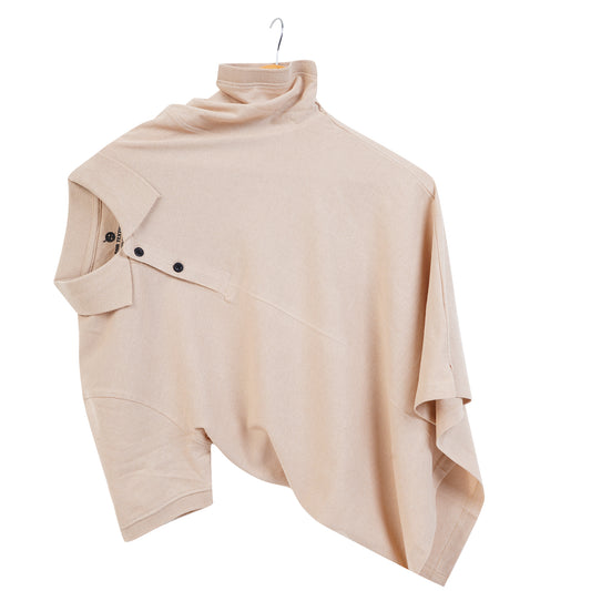 Pure Cotton Collar Polo T Shirts (Cream)