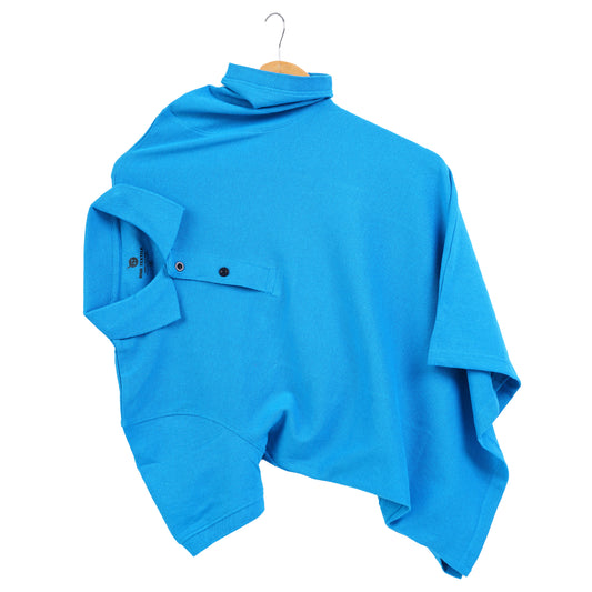 Pure Cotton Collar Polo T Shirts (Turquoise Blue)