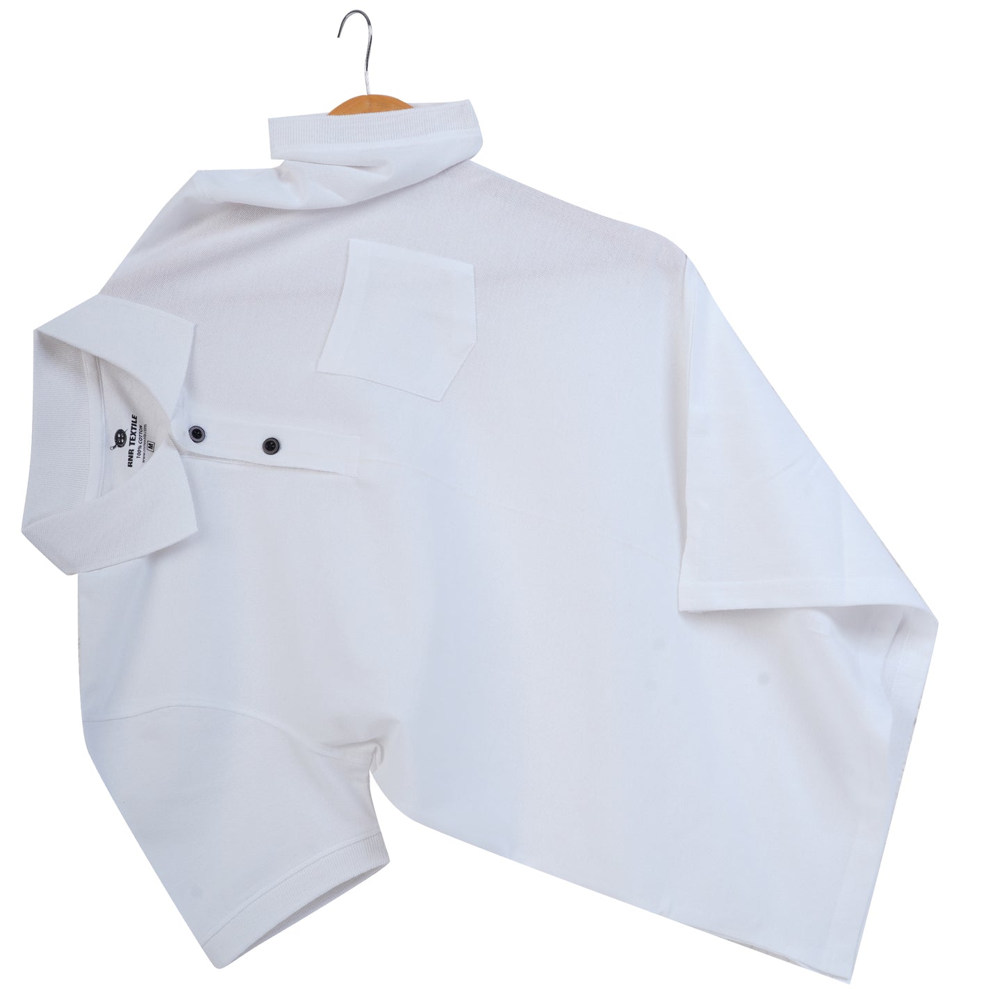 Pure Cotton Collar Polo Pocket T Shirts (White)